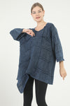 Navy Asymmetric Cut Detail Woman Knitted Sweater
