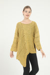 Asymmetric Cut Detail Woman Plain Cotton Knitted Jumper