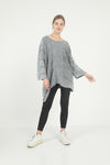 Asymmetric Cut Detail Woman Knitted Plain Jumper