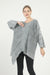 Grey Asymmetric Cut Detail Woman Knitted Sweater S-Ponder