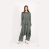 Khaki Oversize Bohemian Woman Pants with Pocket Details