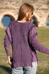 Deep Neck Frill Stone Washed Cotton Jumper