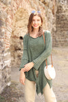 Khaki Asymmetric Cut Detail Woman Jumper