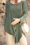 Khaki Asymmetric Cut Detail Woman Jumper