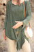 Khaki Asymmetric Cut Detail Woman Knitted with Hoddie
