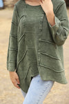 Asymmetric Cut Detail Woman Plain Cotton Knitted Jumper