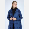 Navy Long Tie Die Angel Wings Print Cotton Cardigan with 